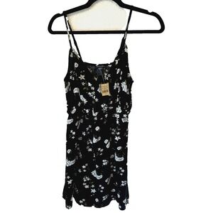 American Eagle Outfitters Dress Size XS Black White Floral Vneck‎ Peep Hole NWT